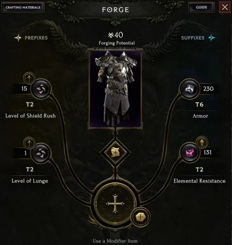 last epoch forge crafting screen display